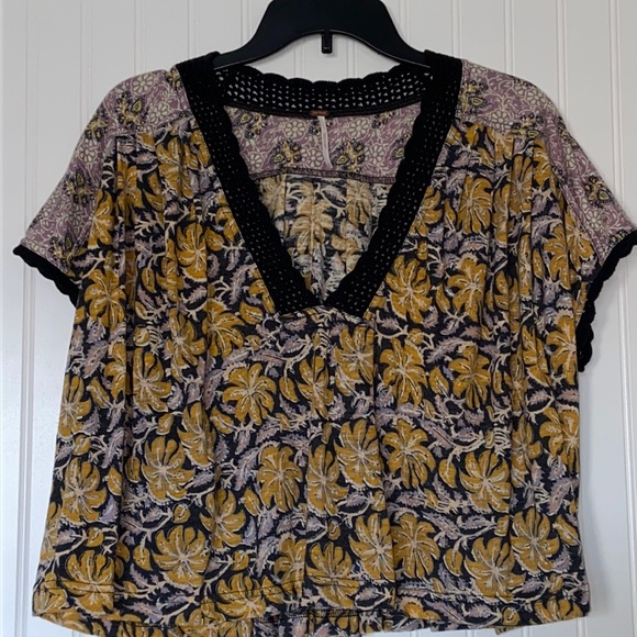 Free People Leilani Print Crop Top Size Large - Picture 2 of 5